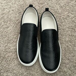 Mens GG Tennis Leather Slip-On Sneaker